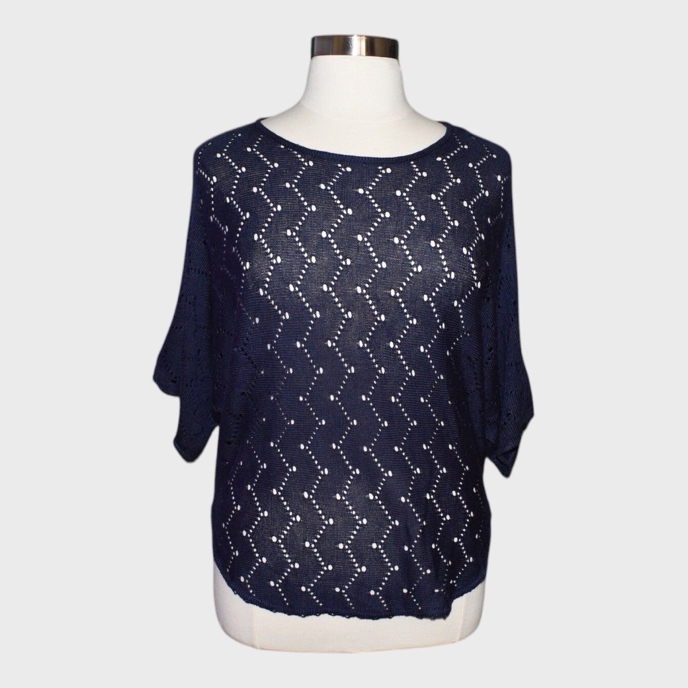 NY‎ Collection Navy Eyelet Knit Top